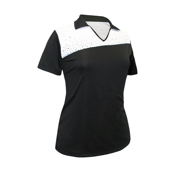 Monterey Club Women's Rhinestones Contrast Block Golf Polo Shirt #2094