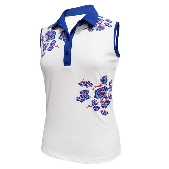 Monterey Club Women's Royal Garden Contrast Sleeveless Golf Polo Shirt #2387