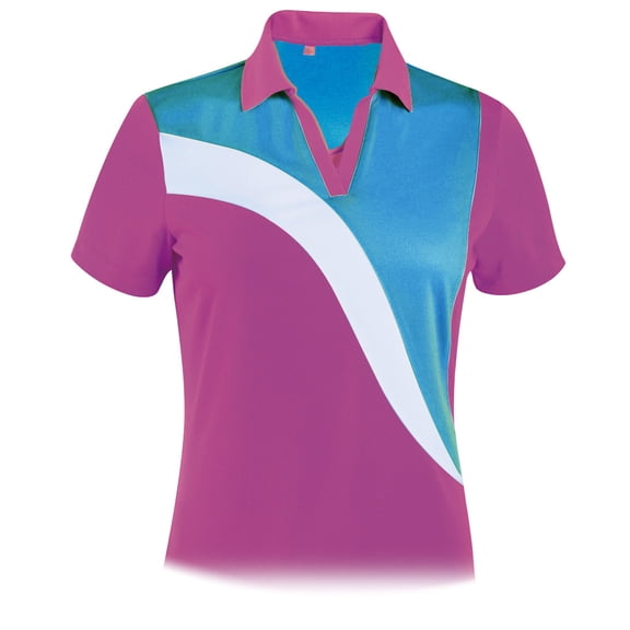 Monterey Club Women's Ruby Contrast Block Golf Polo Shirt #2302