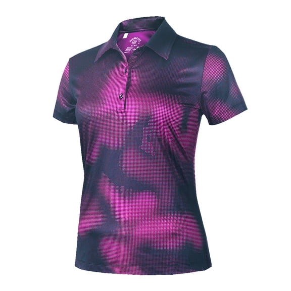 Monterey Club Women's Short Sleeve Two Tone Dot Printed Golf Polo Shirt #2604