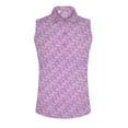 thumbnail image 1 of Monterey Club Women's Small Rhombus lattice Print Tailored Collar Sleeveless Golf Polo Shirt #2601, 1 of 2