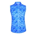 thumbnail image 1 of Monterey Club Women's Small Rhombus lattice Print Tailored Collar Sleeveless Golf Polo Shirt #4517, 1 of 2