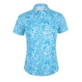 thumbnail image 1 of Monterey Club Women's Small Tile Print Tailored Collar Short Sleeve Golf Polo Shirt #4514, 1 of 2