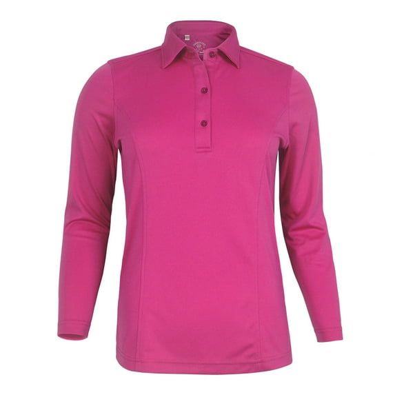 Monterey Club Women's Solid Tailored Collar Long Sleeve Golf Polo Shirt #2671