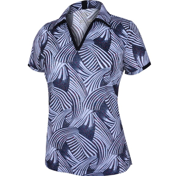Monterey Club Women's Stardust Print Contrast Golf Polo Shirt #2666