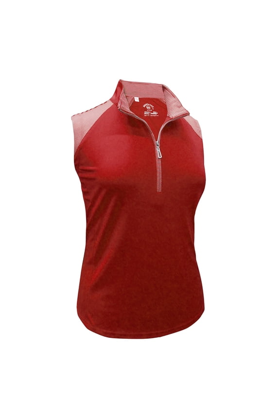 Women's Sun Stripe Contrast Sleeveless Golf Golf Polo Shirt #2353