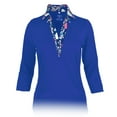 thumbnail image 1 of Monterey Club Women's Tessa Lillies Print Contrast 3/4 Sleeve Golf Polo Shirt #2675, 1 of 2