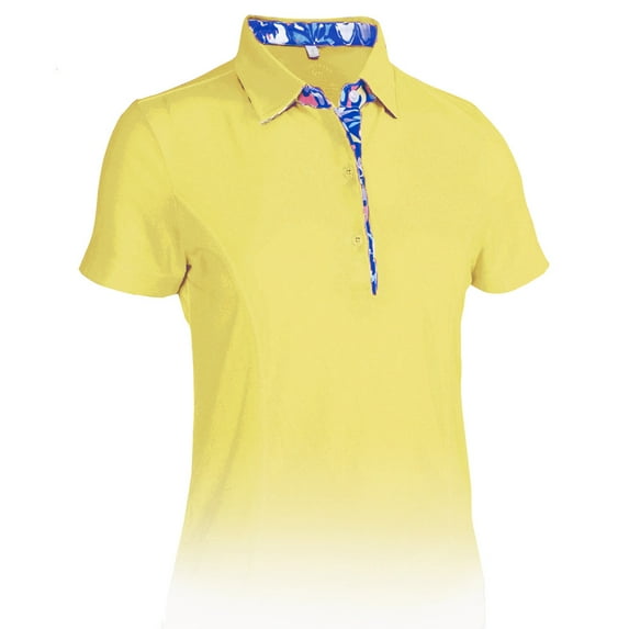 Monterey Club Women's Tessa Lillies Print Contrast Golf Polo Shirt #2674