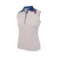 thumbnail image 1 of Monterey Club Women's Tessa Lillies Print Contrast Sleeveless Golf Polo Shirt #2673, 1 of 2