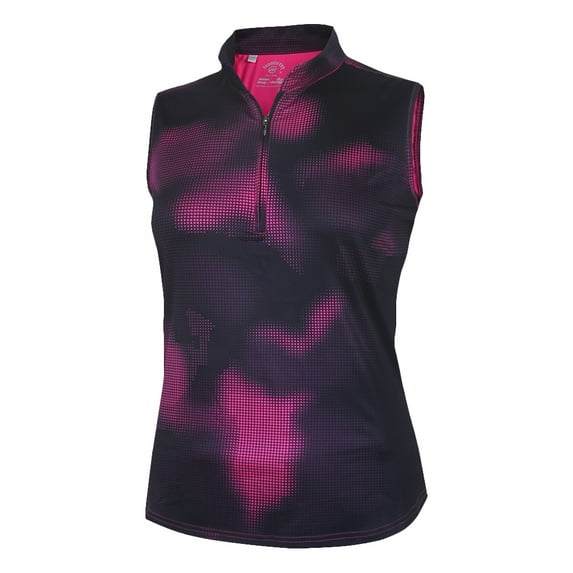 Monterey Club Women's Two Tone Dot Printed Sleeveless Sport Golf Polo Shirt #2605