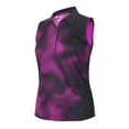 thumbnail image 1 of Monterey Club Women's Two Tones Dot Printed Sleeveless Golf Polo Shirt #2603, 1 of 2
