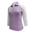 thumbnail image 1 of Monterey Club Women's Victory Contrast Zip 3/4 Sleeve Golf Polo Shirt #2371, 1 of 2