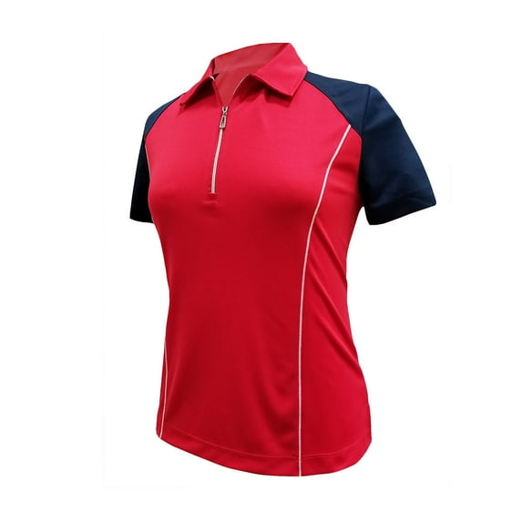 Monterey Club Women's Victory Contrast Zip Golf Polo Shirt #2370
