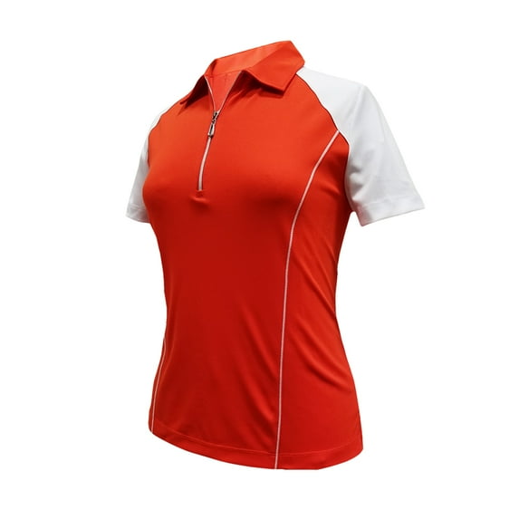 Monterey Club Women's Victory Contrast Zip Golf Polo Shirt #2370
