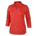 thumbnail image 1 of Monterey Club Women's Vintage Fairy Emboss 3/4 Sleeve Golf Polo Shirt #2458, 1 of 2