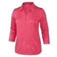 thumbnail image 1 of Monterey Club Women's Vintage Fairy Emboss 3/4 Sleeve Golf Polo Shirt #2458, 1 of 3