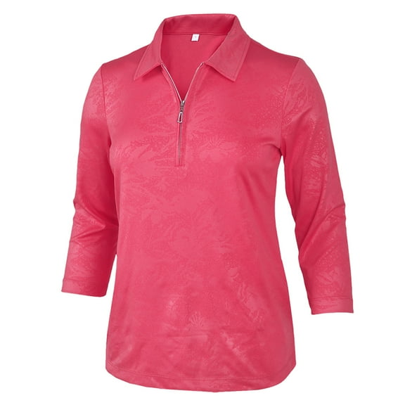 Monterey Club Women's Vintage Fairy Emboss 3/4 Sleeve Golf Polo Shirt #2458