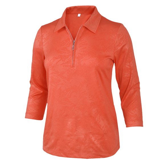 Monterey Club Women's Vintage Fairy Emboss 3/4 Sleeve Golf Polo Shirt #2458