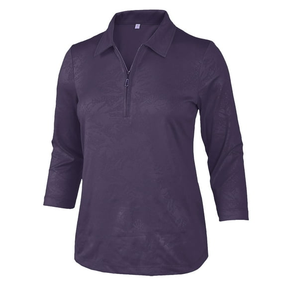 Monterey Club Women's Vintage Fairy Emboss 3/4 Sleeve Golf Polo Shirt #2458