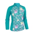 thumbnail image 1 of Monterey Club Women's Vivid Print Block Long Sleeve Zip Golf Polo Shirt #2366, 1 of 2