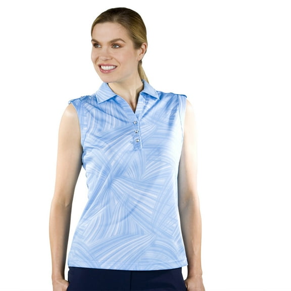 Monterey Club Women's Waterline Print Texture Sleeveless Golf Polo Shirt #2517