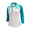 thumbnail image 1 of Monterey Club Women's Wild Roses Stamp Contrast 3/4 Sleeve Golf Polo Shirt #2386, 1 of 2