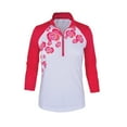 thumbnail image 1 of Monterey Club Women's Wild Roses Stamp Contrast 3/4 Sleeve Golf Polo Shirt #2386, 1 of 2
