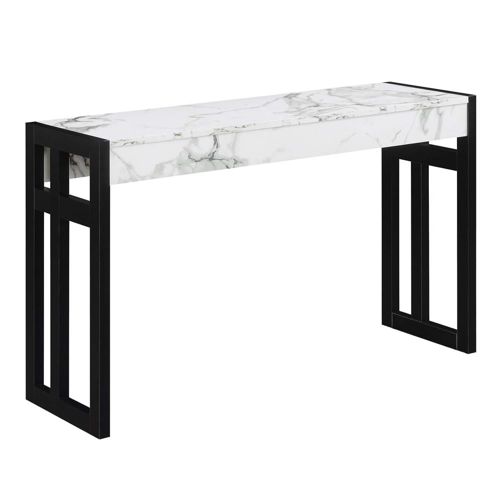 Monterey 50'' White Faux Marble & Black Wood Versatile Console Table