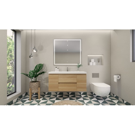 Monterey Floating Bathroom Vanity with Reinforced Acrylic Sink Top 24" - 84"