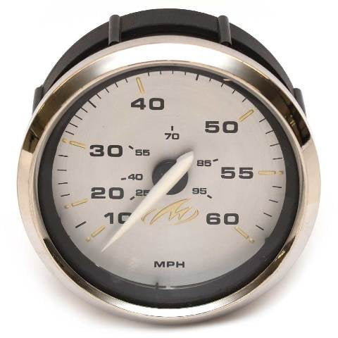 Monterey Marine Boat Speedometer Gauge SE9995B | Faria Kronos Silver 3 1/4 Inch