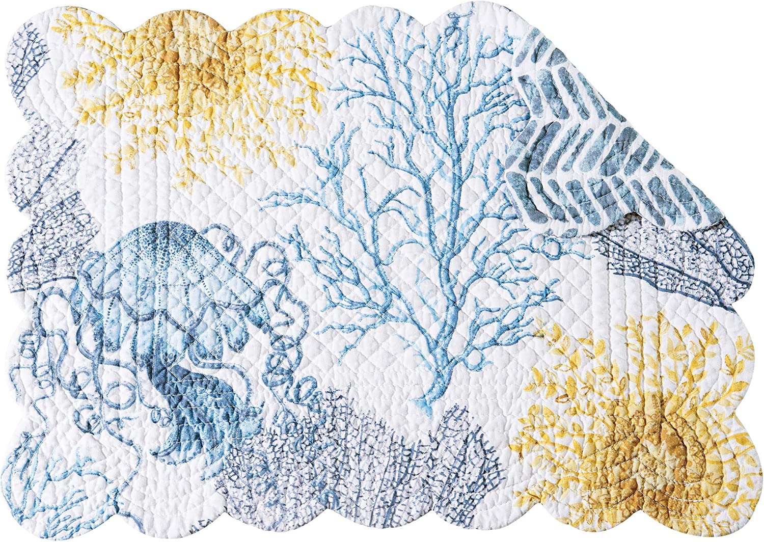 Monterey Mist Rectangle Placemat Cotton Quilted Coastal Beach