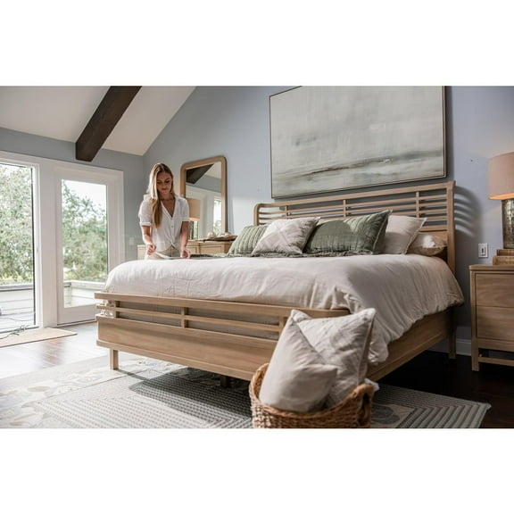 Monterey Solid Wood Tan Coastal Modern Queen Bed