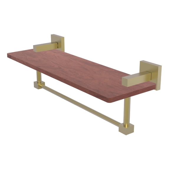 Montero Collection 16 Inch Solid IPE Ironwood Shelf with Integrated Towel Bar
