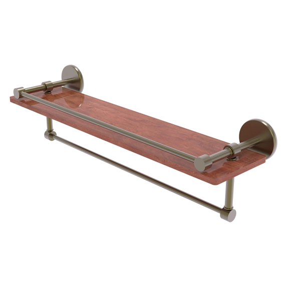 Montero Collection 22 Inch IPE Ironwood Shelf with Gallery Rail and Towel Bar