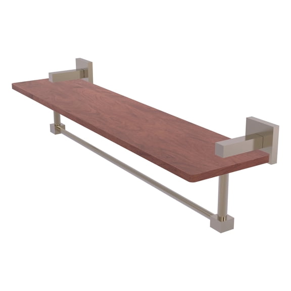 Montero Collection 22 Inch Solid IPE Ironwood Shelf with Integrated Towel Bar