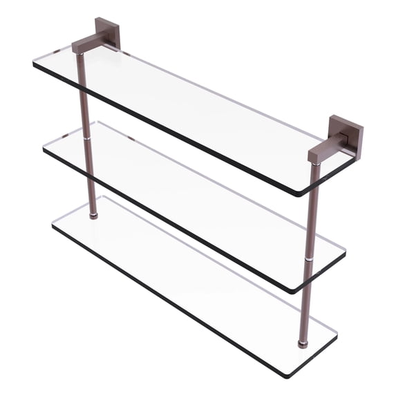 Montero Collection Triple Tiered Glass Shelf - Antique Copper / 22 Inch