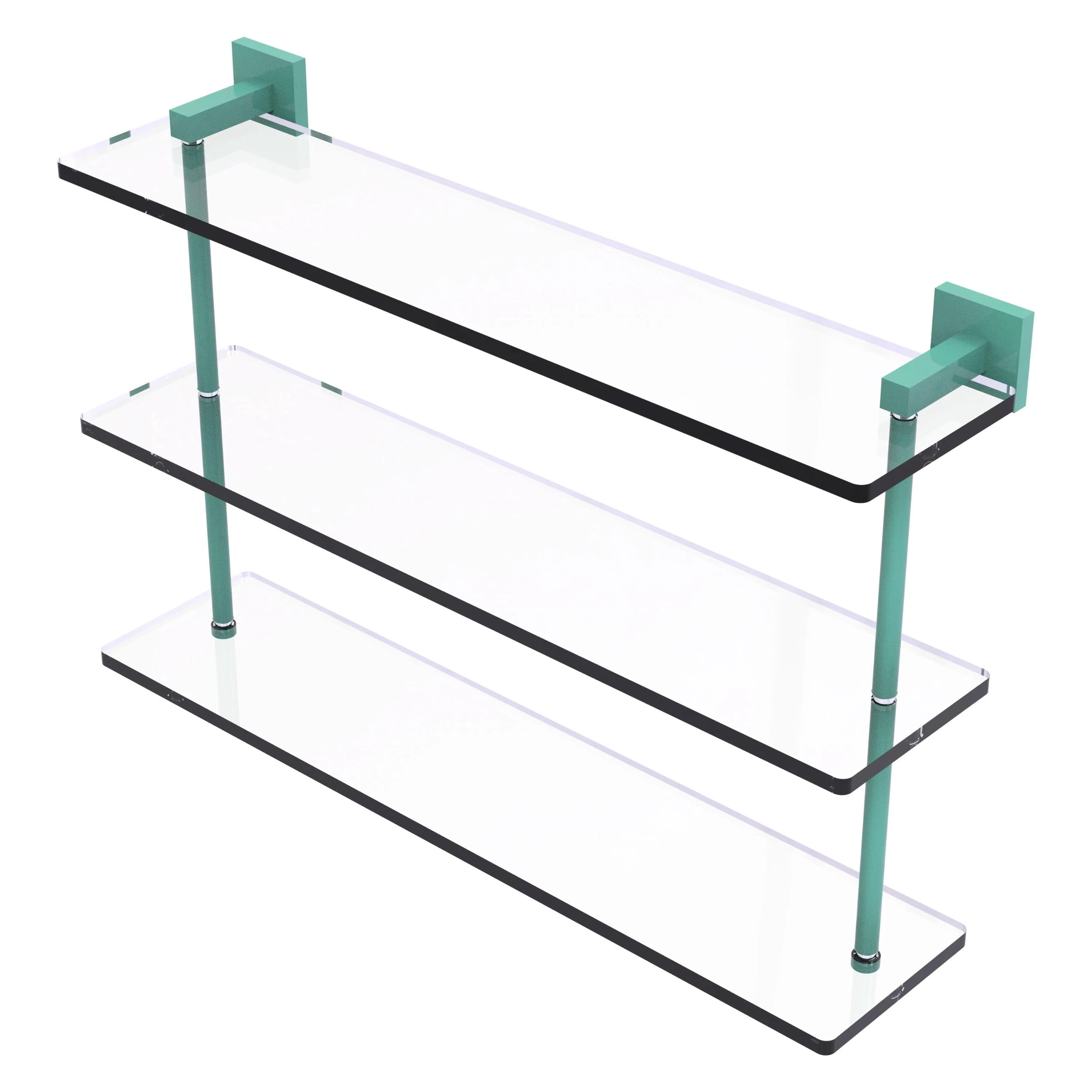 22-Inch Triple Glass Shelf In Brushed Bronze - Wall Mounted Bathroom Or Living Room Shelving