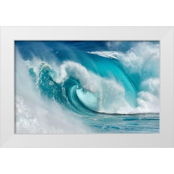 Montero, Daniel 18x13 White Modern Wood Framed Museum Art Print Titled - When The Ocean Turns Into Blue Fire