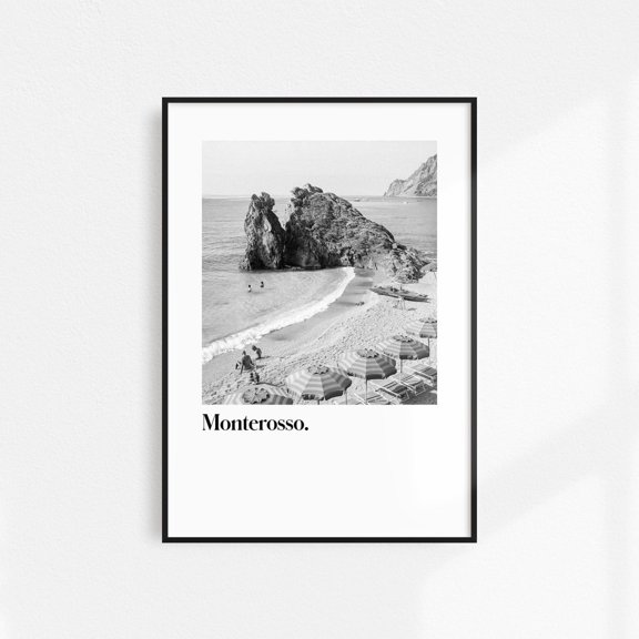 Monterosso Poster Black & White Italy Travel Art Cinque Terre Print Vintage Italy Printable Art Monterosso Downloadable Print Wall Art, Modern Wall Decor, 12x18 UNFRAMED