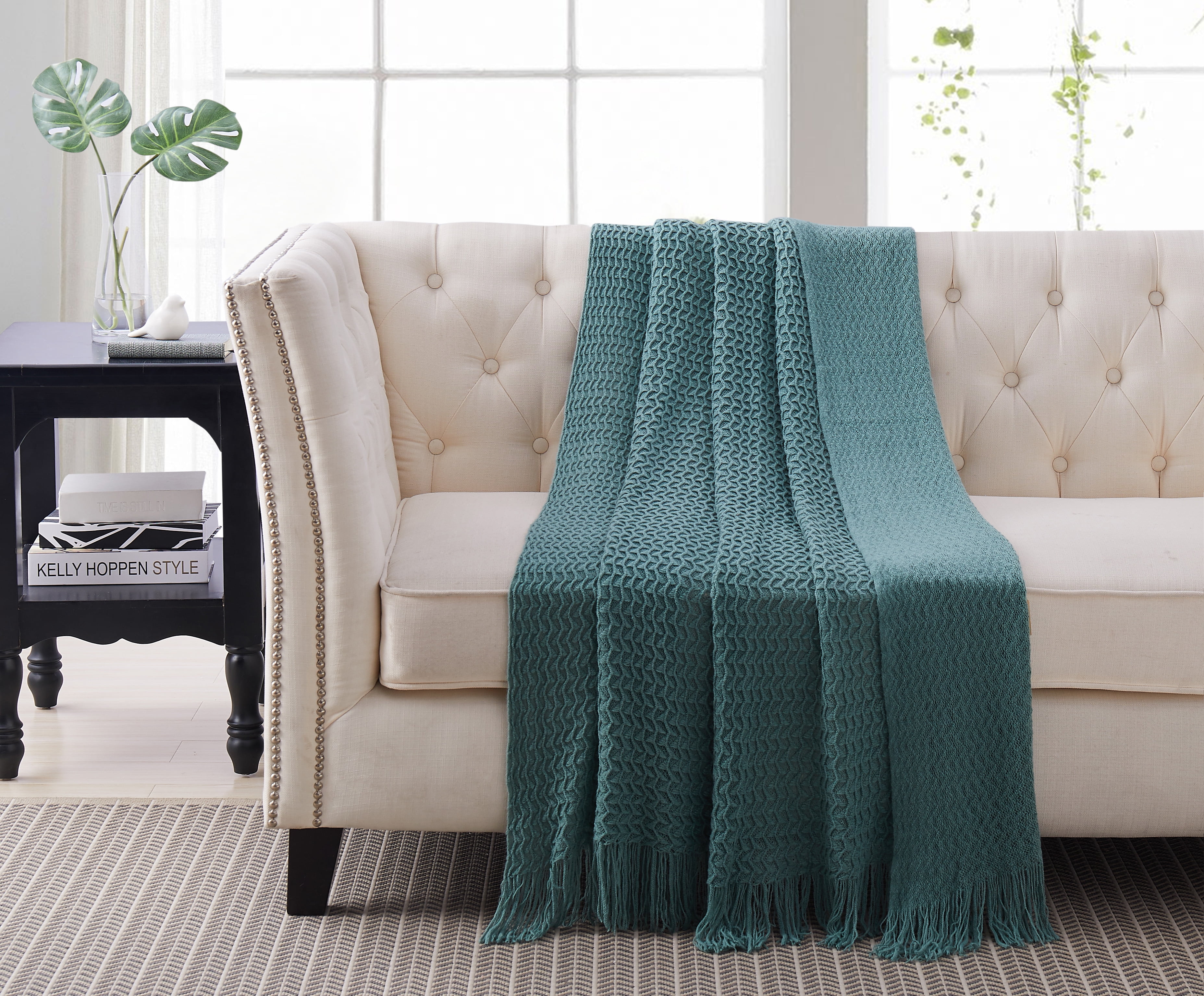 Montesori Sweater Throw Seafoam Blue