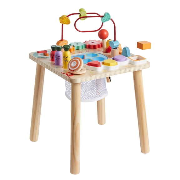Montessori Activity Table for Toddlers 1-3 Wooden 8 in 1 Learning Play Desk for Babies 6+ Months Boys Girls Birthday Christmas Gift