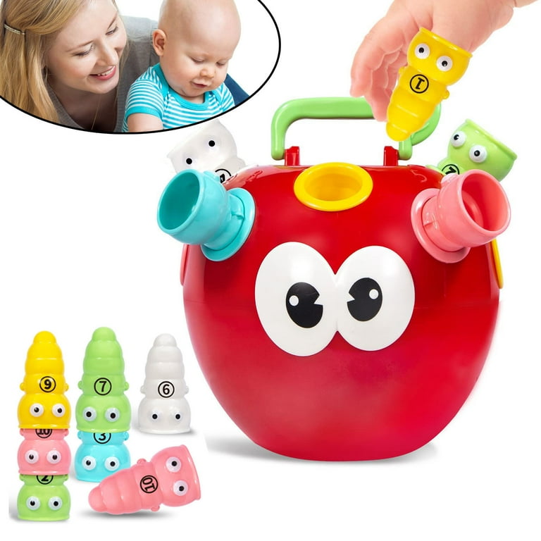 Montessori Baby Toys 12 18 Months with Number Color Sorting Apple Worm