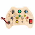 thumbnail image 1 of Montessori Busy Board LED Light Switch Busy Board Wooden Sensory Toys Portable Travel Busy Handle Board with Light Up LED Buttons Educational Learning Fidget Toy for Toddlers Kids, 1 of 10