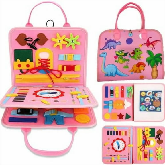 Montessori Busy Board,Montessori Play Board Busy Book for Long Car Rides and Summer Trips Boys Girls (F)