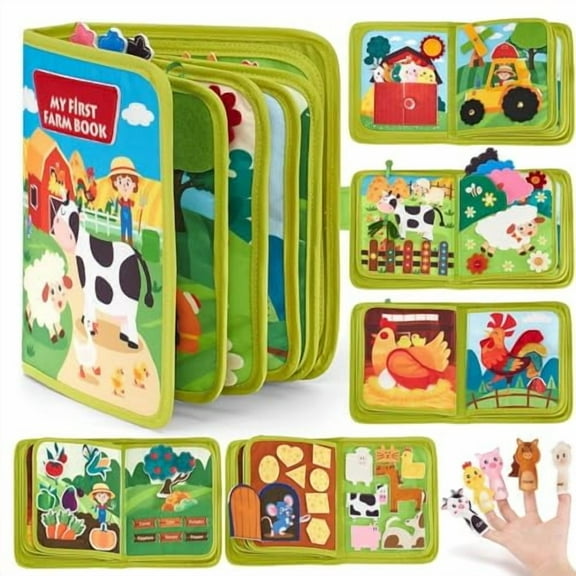 Montessori Busy Board,Tibatoes Toddler Montessori Play Board for Long Car Rides and Summer Trips Boys Girls,No Screens,No Meltdowns,Just Focused Play(Style-f)