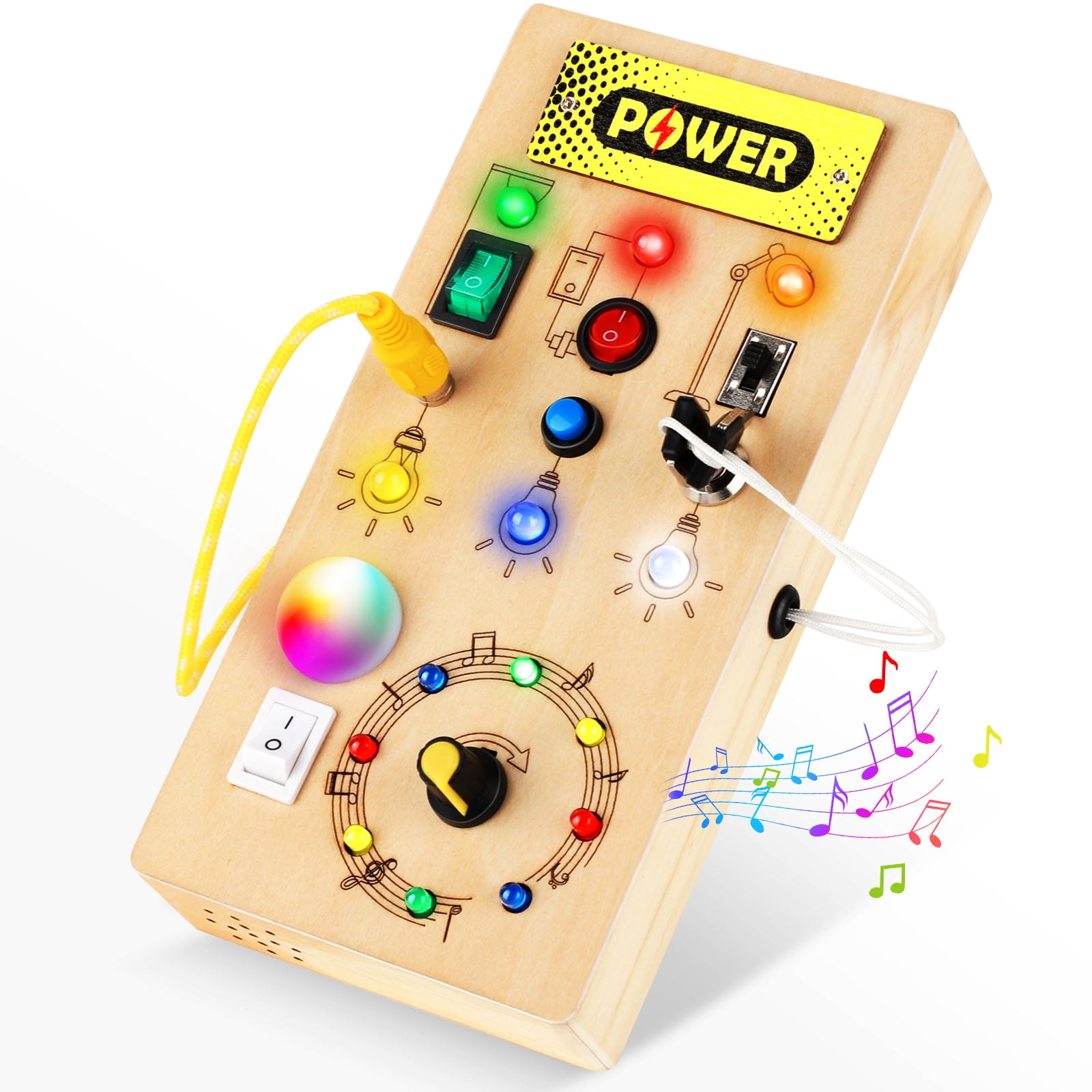 Montessori Busy Board, Toddler Busy Board with LED Light switches for Educational Toddler