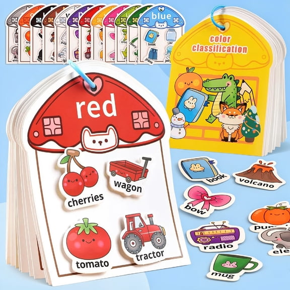 Montessori Busy Book Color Sorting Toys for Toddlers 2-4, Educational Preschool Learning Activities for Kids, Sensory Fine Motor Matching Games for 3 Year Old Boys Girls Gifts