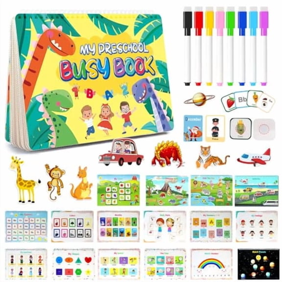 Montessori Busy Book for Toddlers 1-3 3-5,My Preschool Busy Book Sensory Toys for 3 4 5 6 Year Old Kids,Education Workbook Learning Activities - Christmas Birthdays Gifts for Boys and Girls