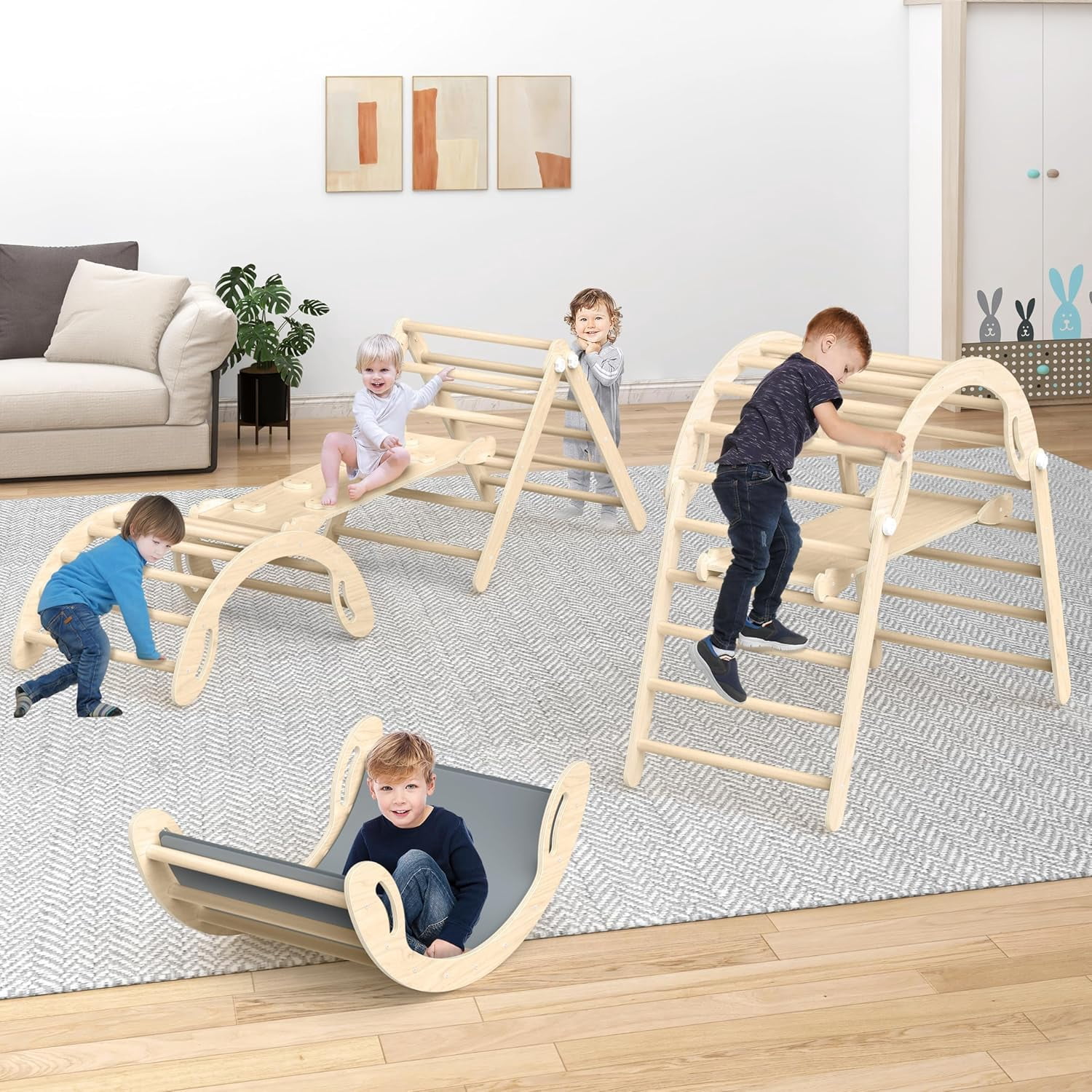 Triangular Toy Montessori Climbing Triangle Set, Foldable Climbing Toys for Toddlers ...