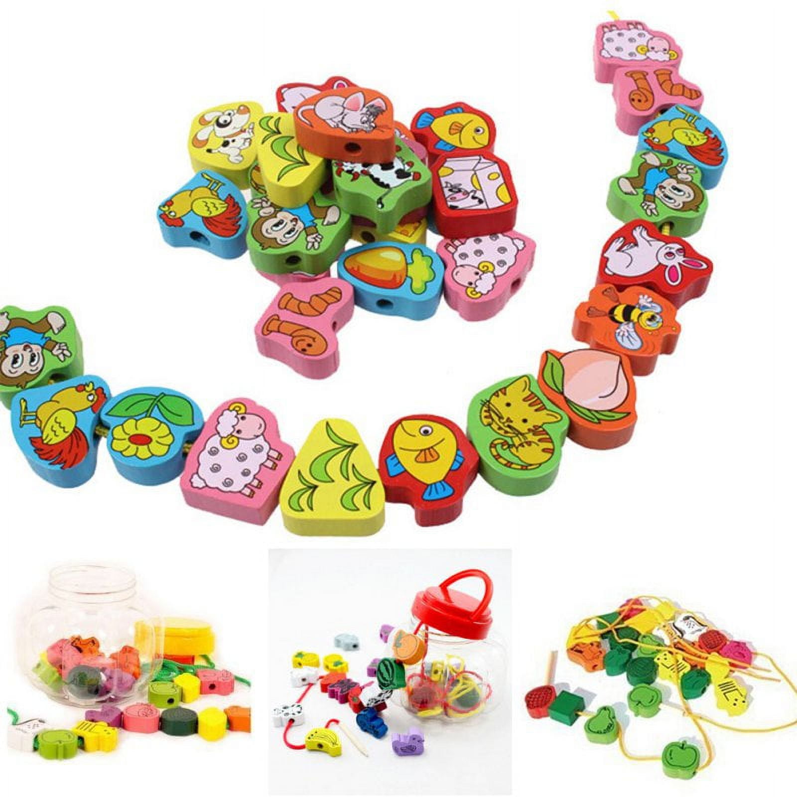 Montessori Educational Threading Toys Wooden Stringing Farm Animals